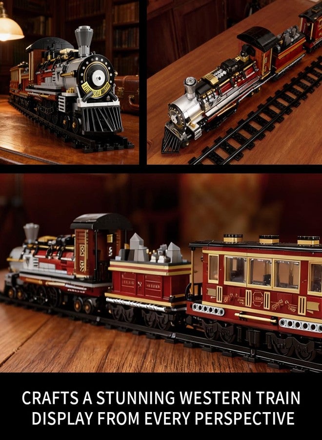 Mov stone Western Mining Steam Train Building Blocks, West Articulated Locomotive Brick Set - Compatible with Lego Train Set, Premium Model Train Gift for Adult Collectors - Image 5